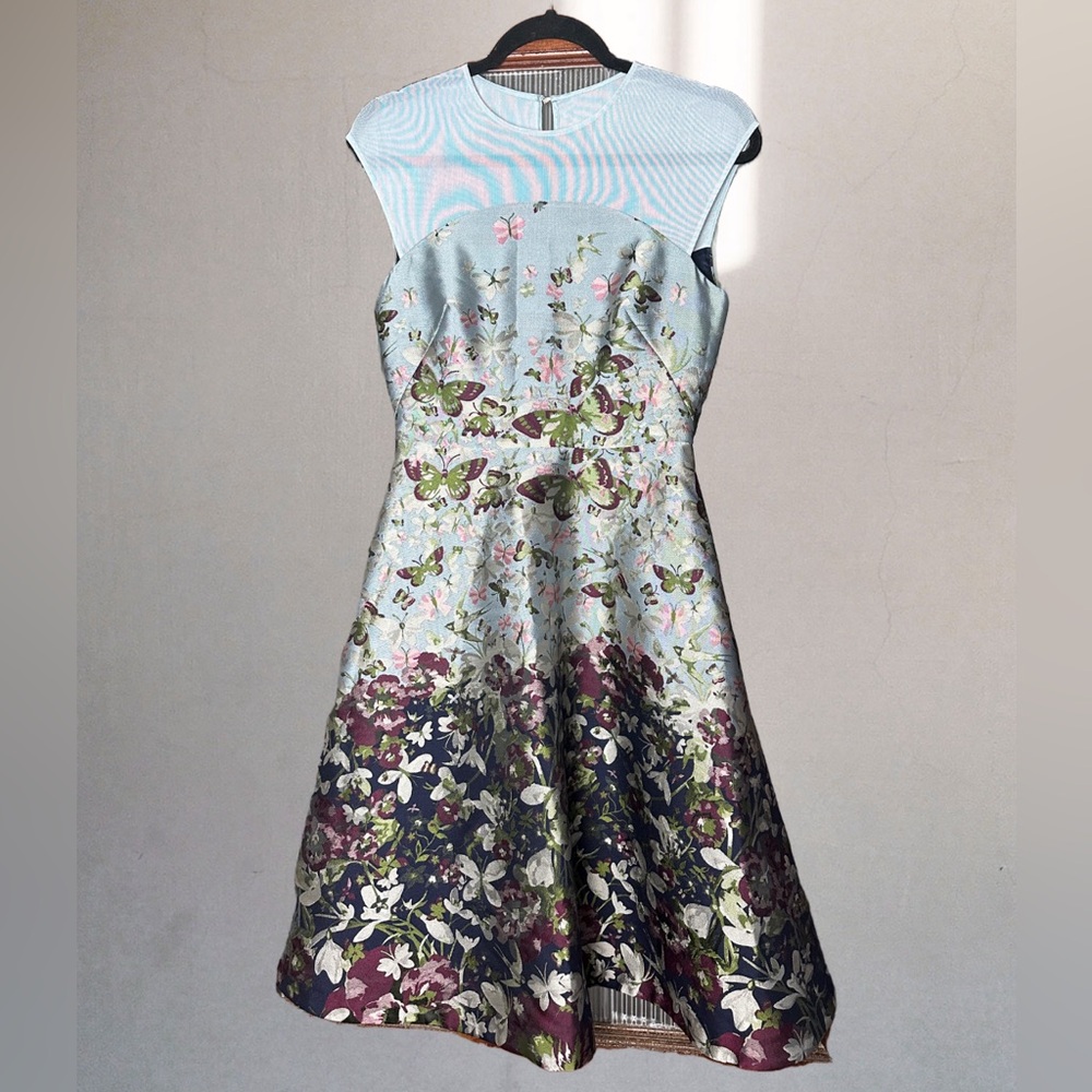 TED BAKER LONDON Butterfly Ayliah Entangled Enchanted Flare Pocket Dress Size 1